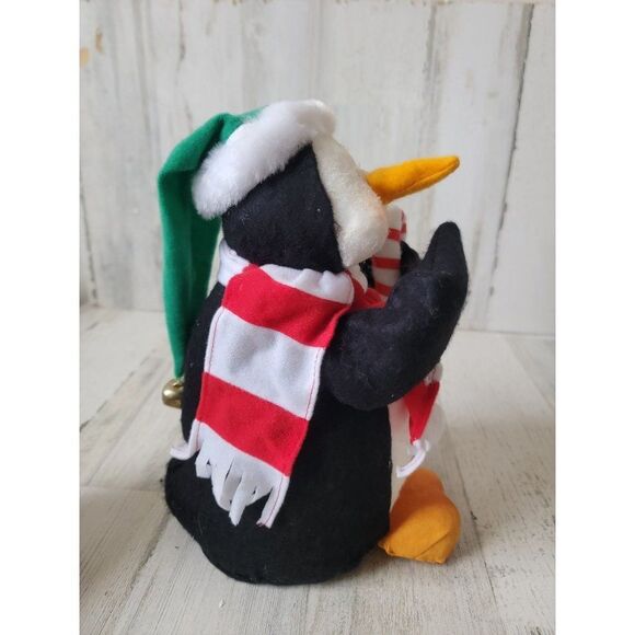 Felt penguin candy cane green hat Bell Xmas decor - Picture 2 of 5